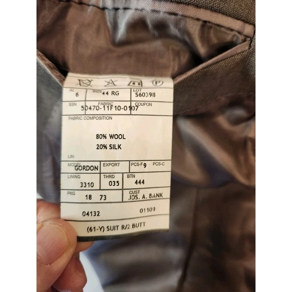 Jos A Banks‎ Men's Gray Wool Silk Sport Coat Size 44 Reg Classic Career Office